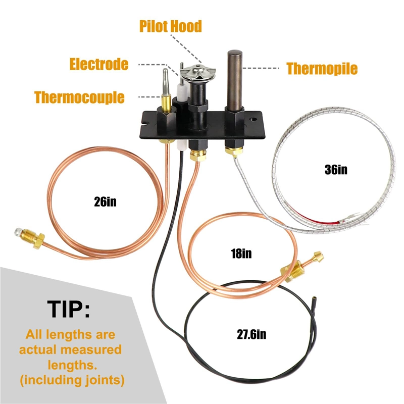 Propane & Natural Gas Fireplace Pilot (burner Assembly) with Thermocouple for Kitchen Appliances, Outdoor Pipe Line Gas Stove, Wood Stove, Fireplace, Heater